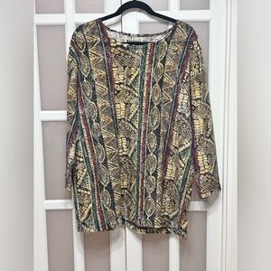 Vintage Carolina Colours Abstract Print Mesh Top Large Boho Y2K